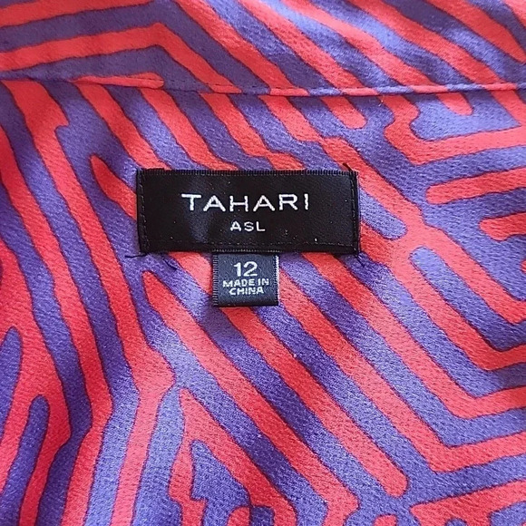 TAHARI ASL collared short sleeve wrap dress - Picture 2 of 5